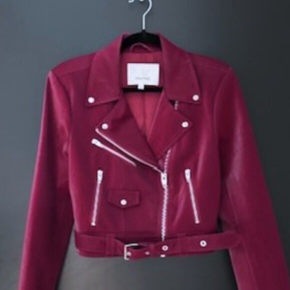 Cinq a Sept Zoe Embossed Faux Leather Moto Jacket - Picture 1 of 4